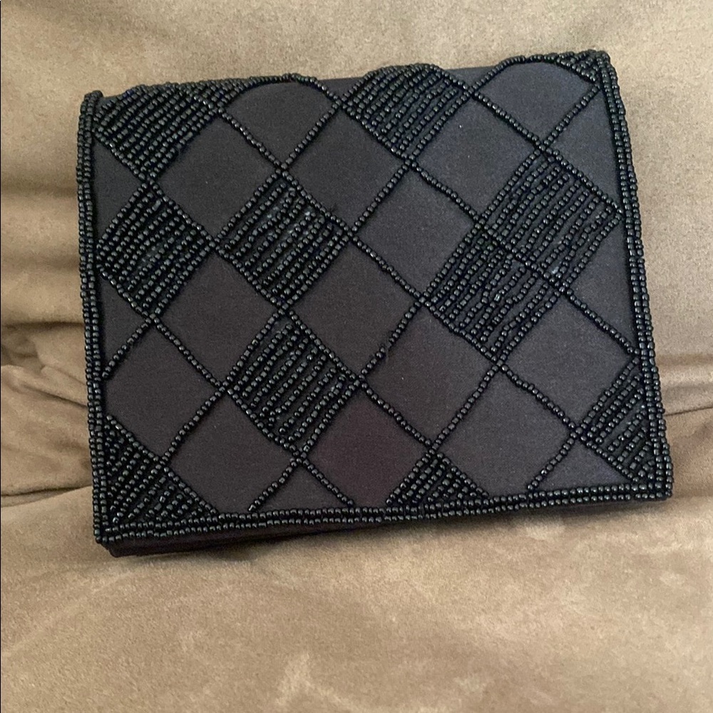 Bijoux Terner Black Beaded Clutch